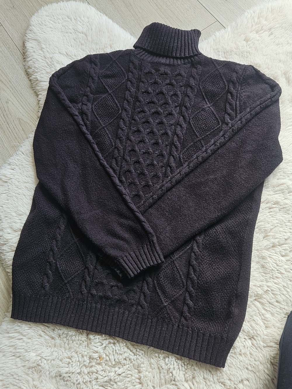 La Donna Black Cable Knit Turtleneck Sweater Classic Cozy Chic Top S 🔥